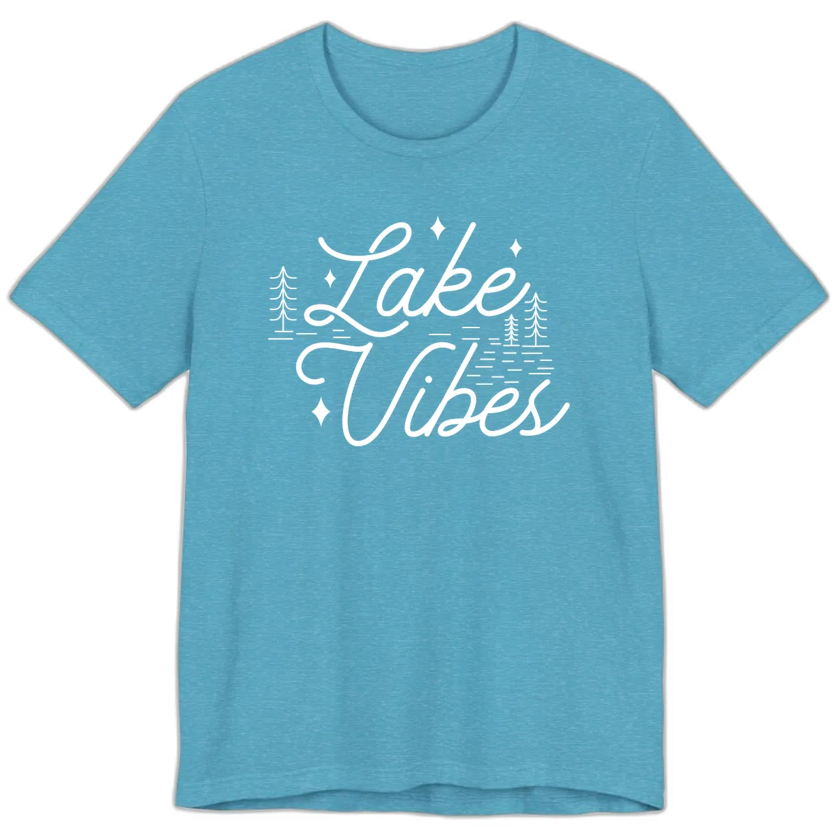 Lake Vibes Script Design Premium T-Shirt in Heather Aqua