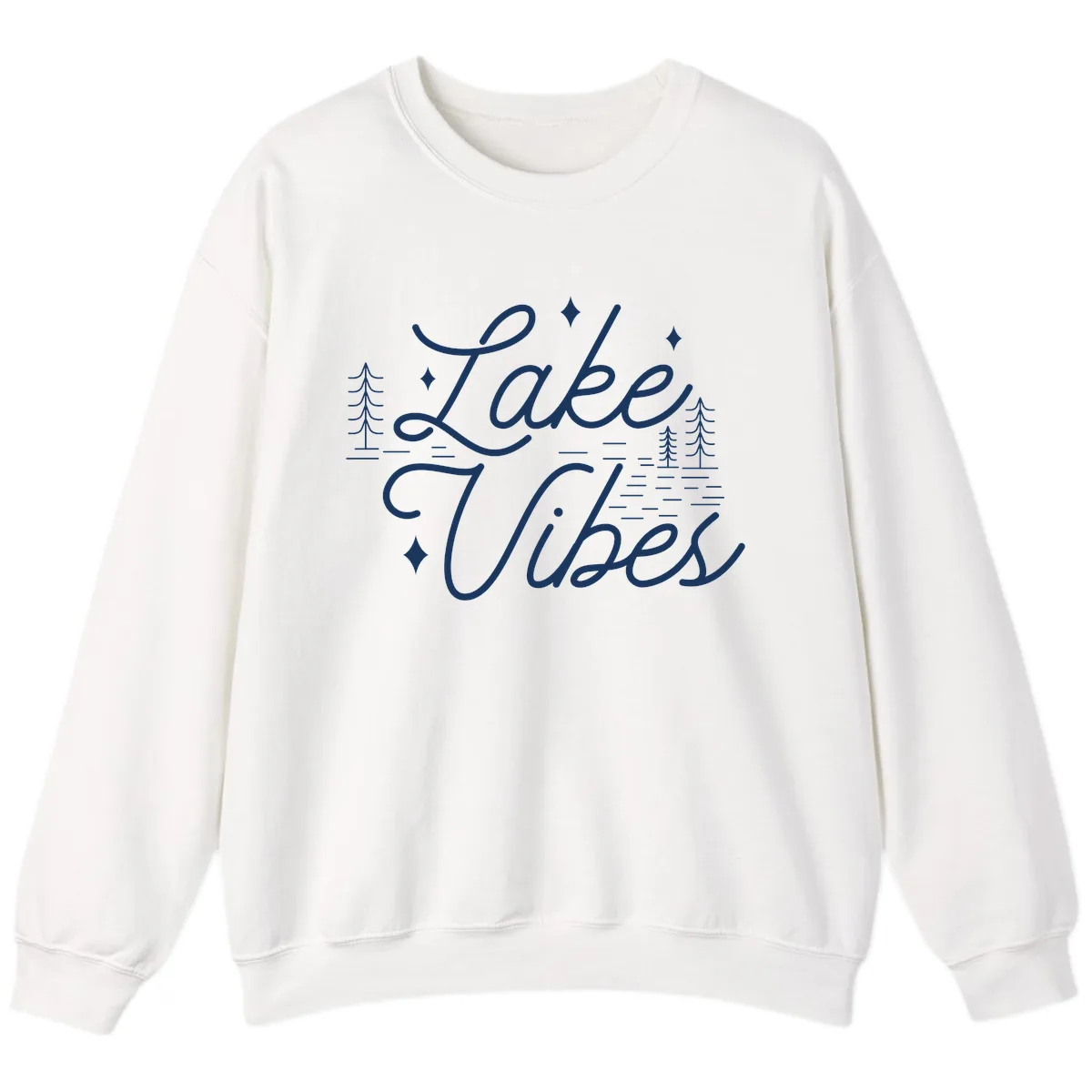 Lake Vibes Script Design Sweatshirt in White