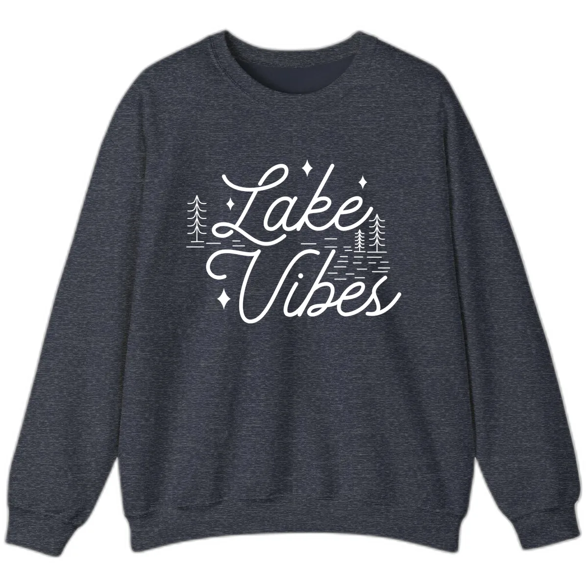 Lake Vibes Script Design Sweatshirt in Heather Sport Dark Navy