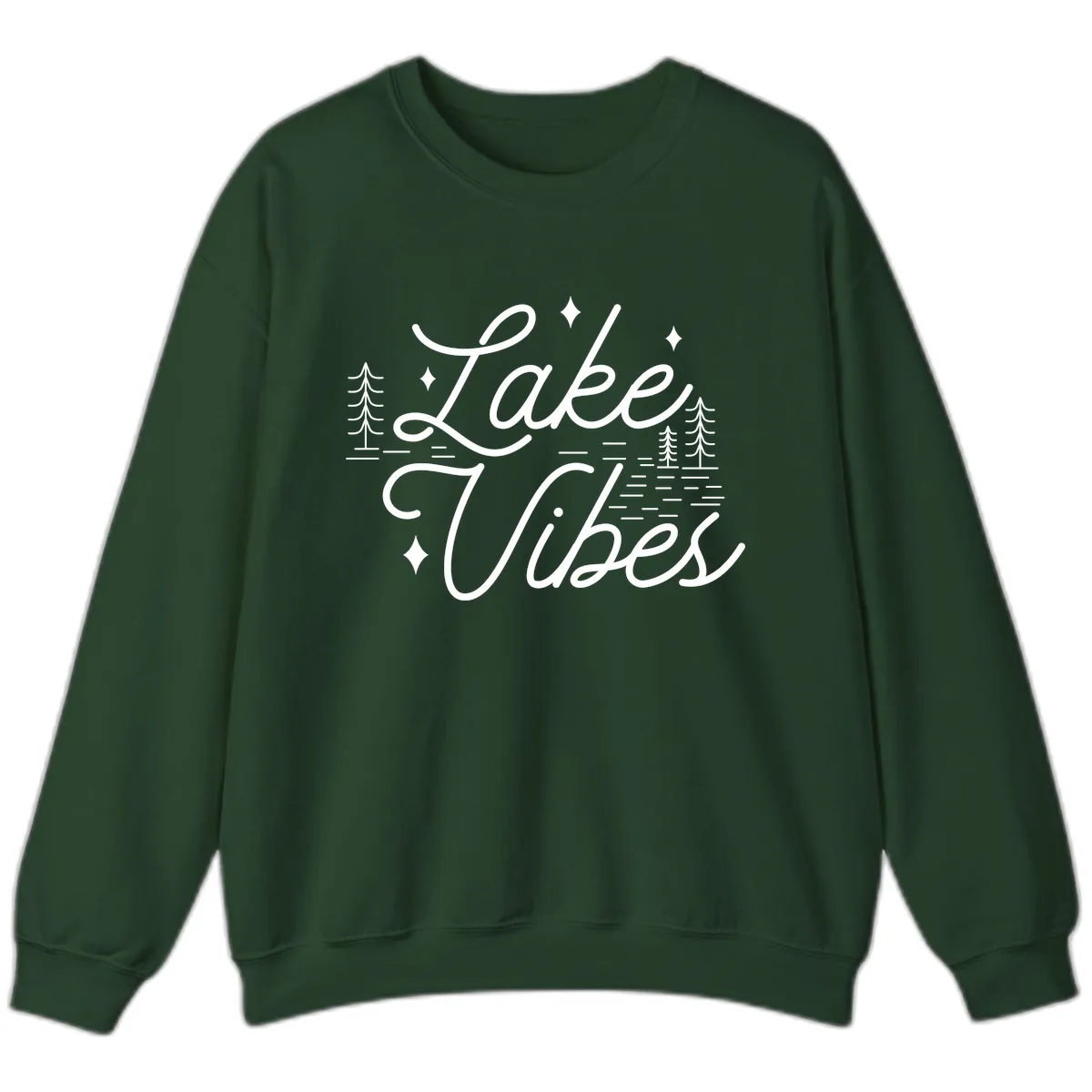 Lake Vibes Script Design Sweatshirt in Forest Green