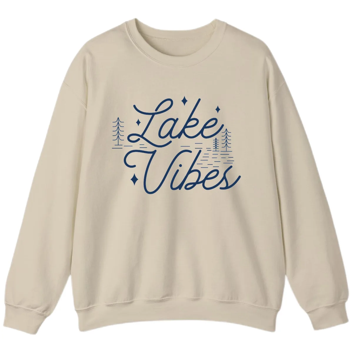 Lake Vibes Script Design Sweatshirt in Sand