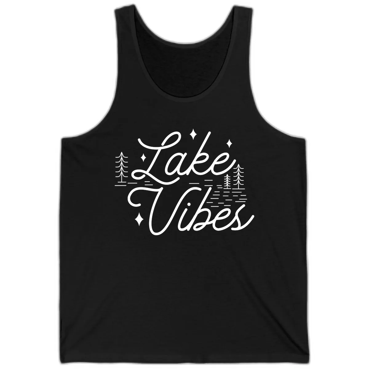 Lake Vibes Script Design Tank in Black