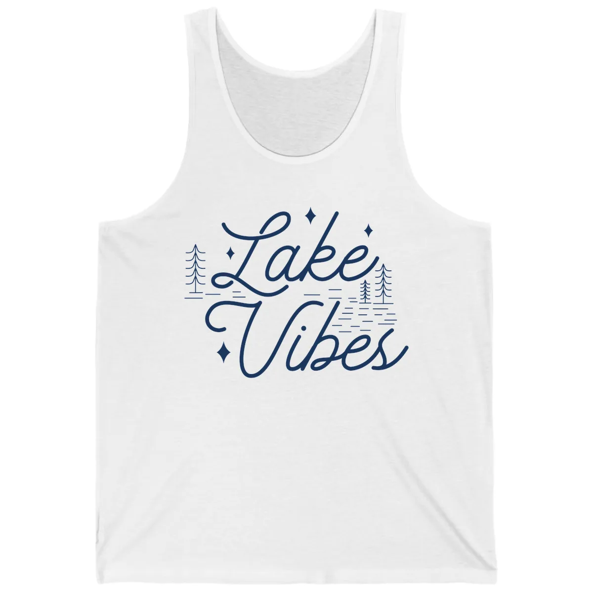 Lake Vibes Script Design Tank in White