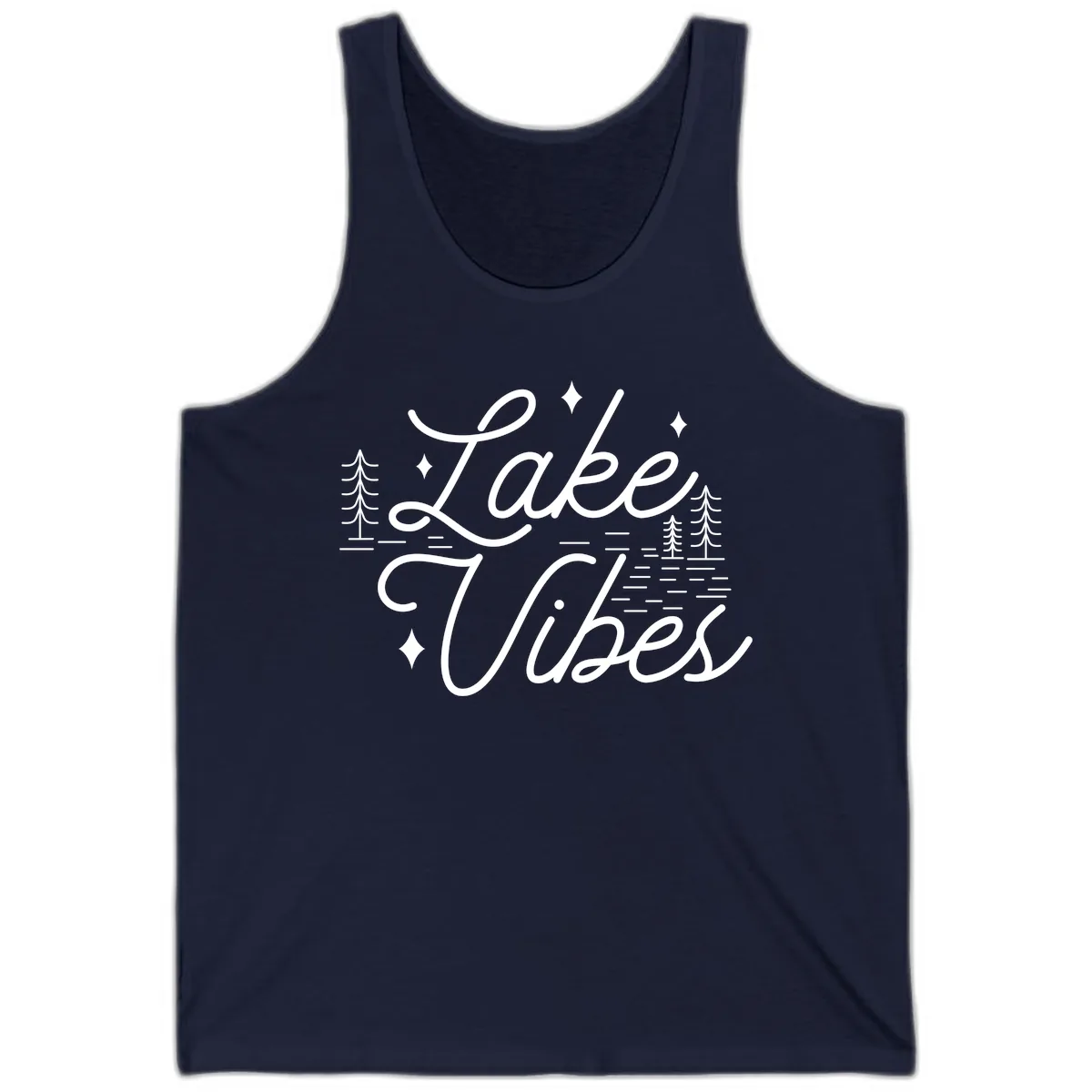 Lake Vibes Script Design Tank in Navy