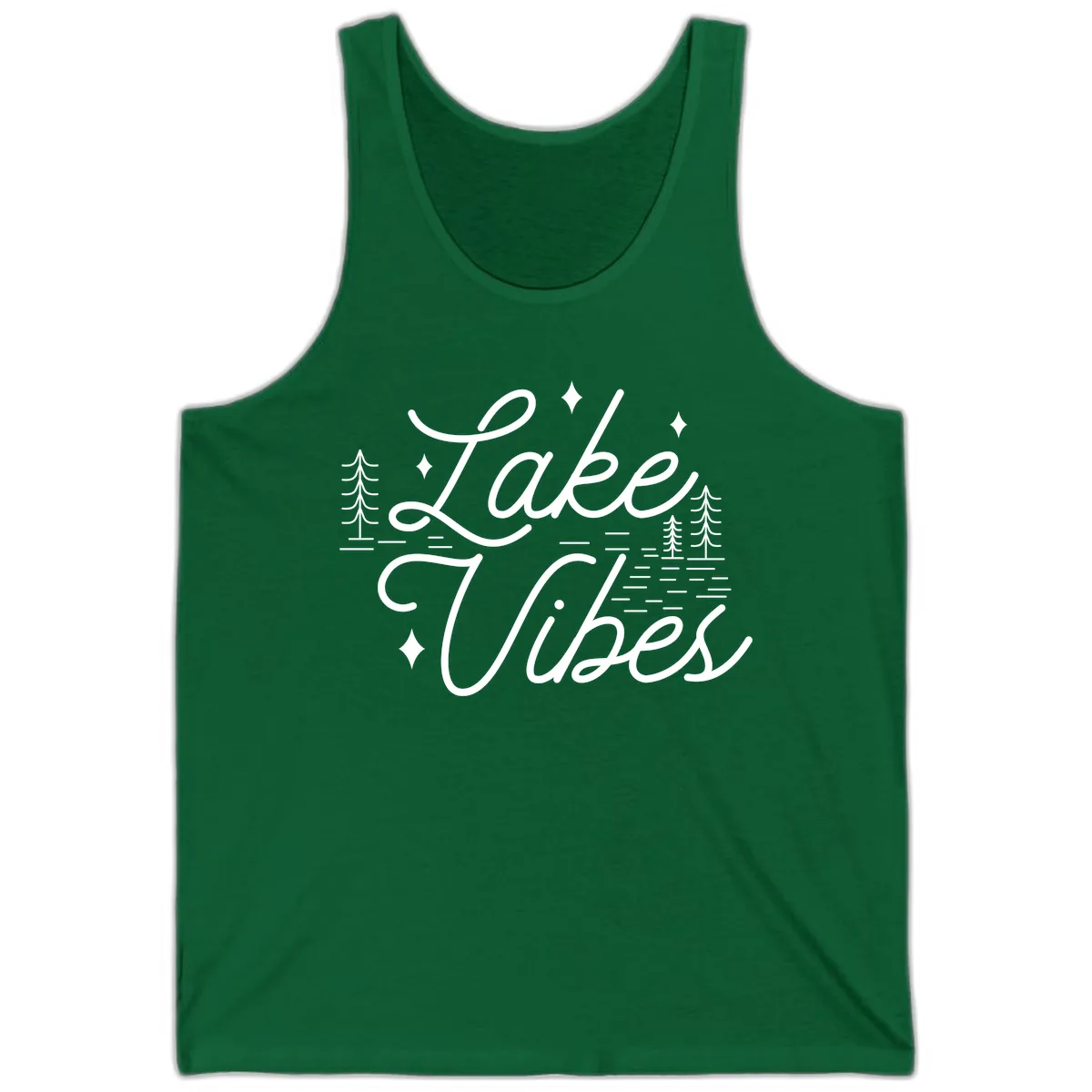 Lake Vibes Script Design Tank in Kelly