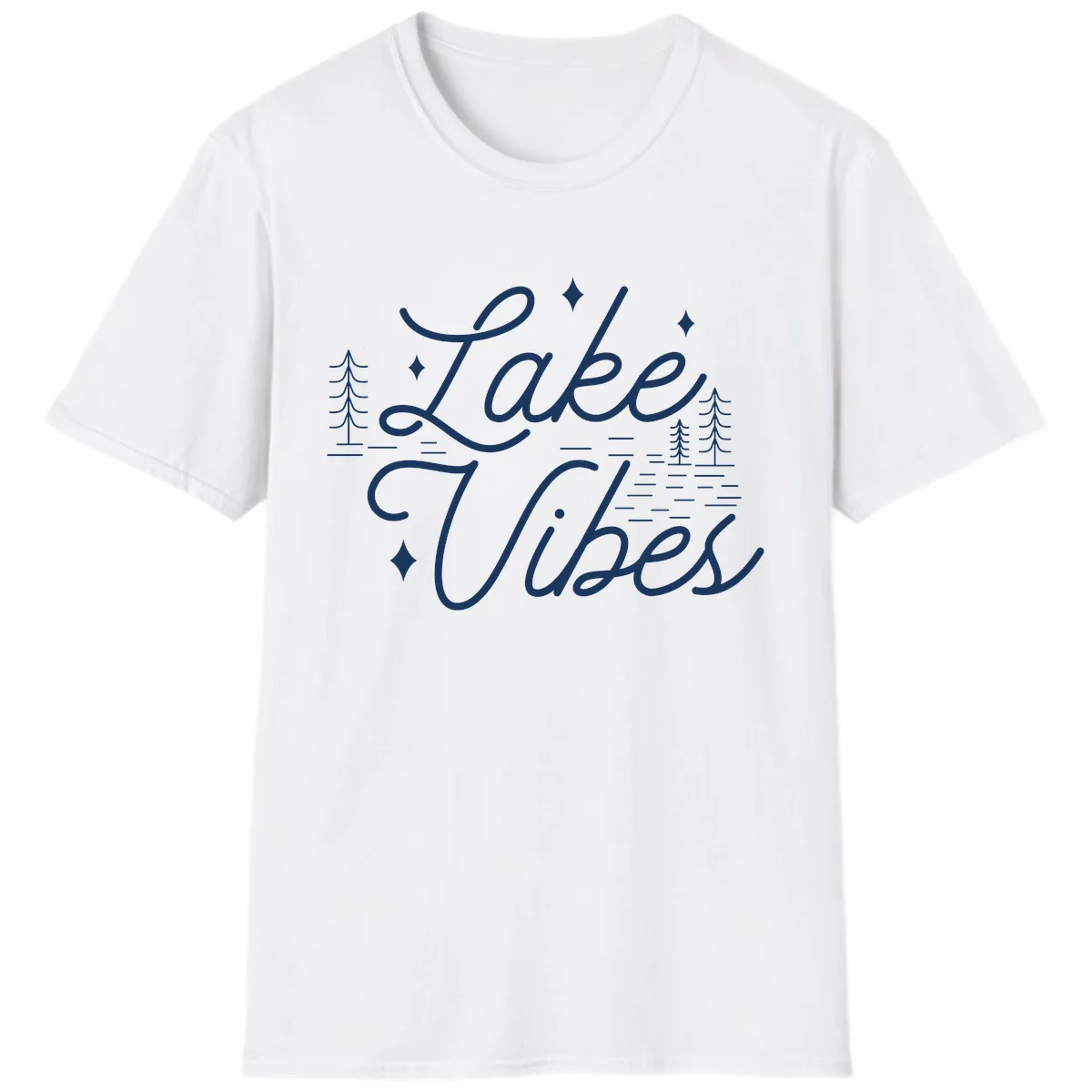 Lake Vibes Script Design T-Shirt in White