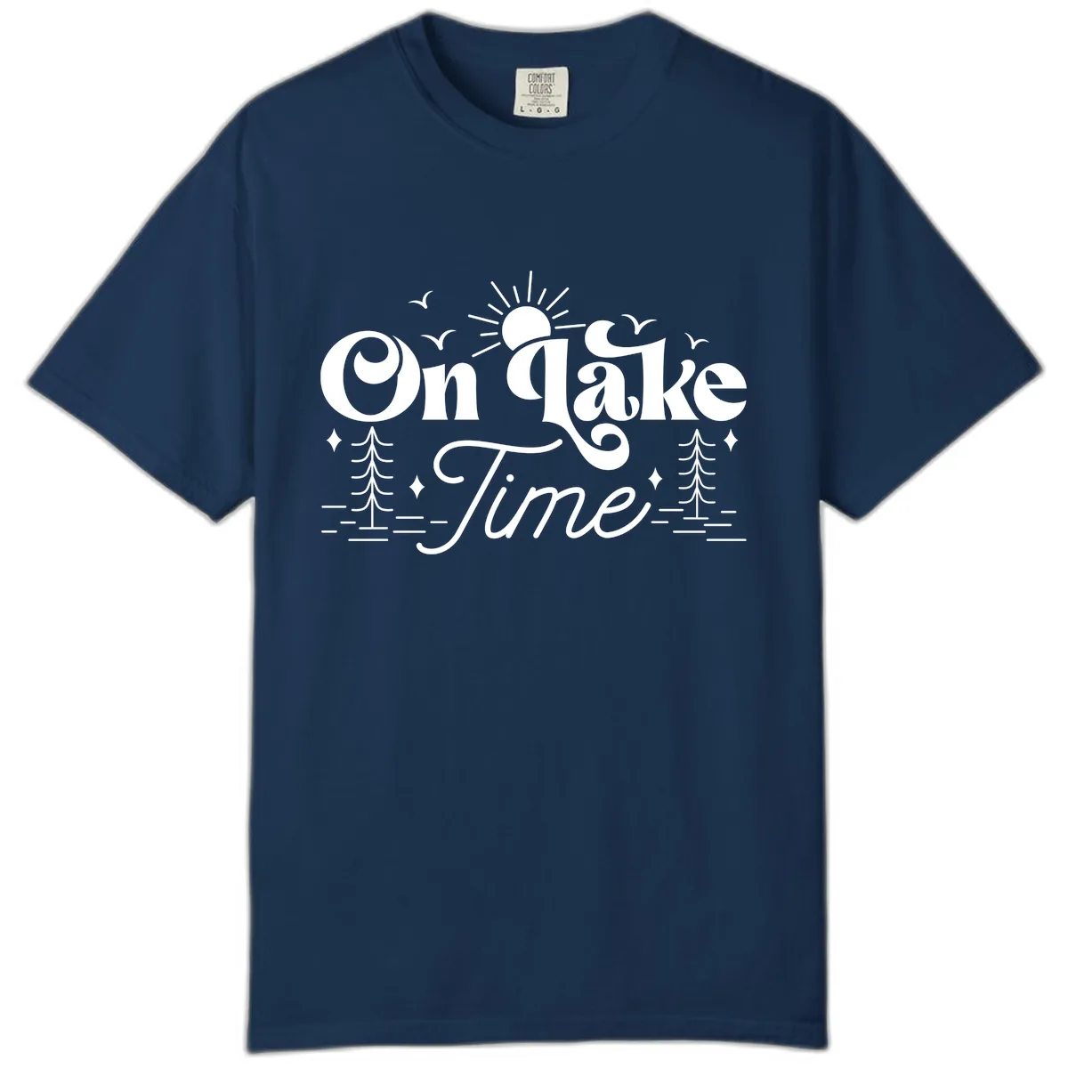 On Lake Time Typography Design Comfort Color in Navy