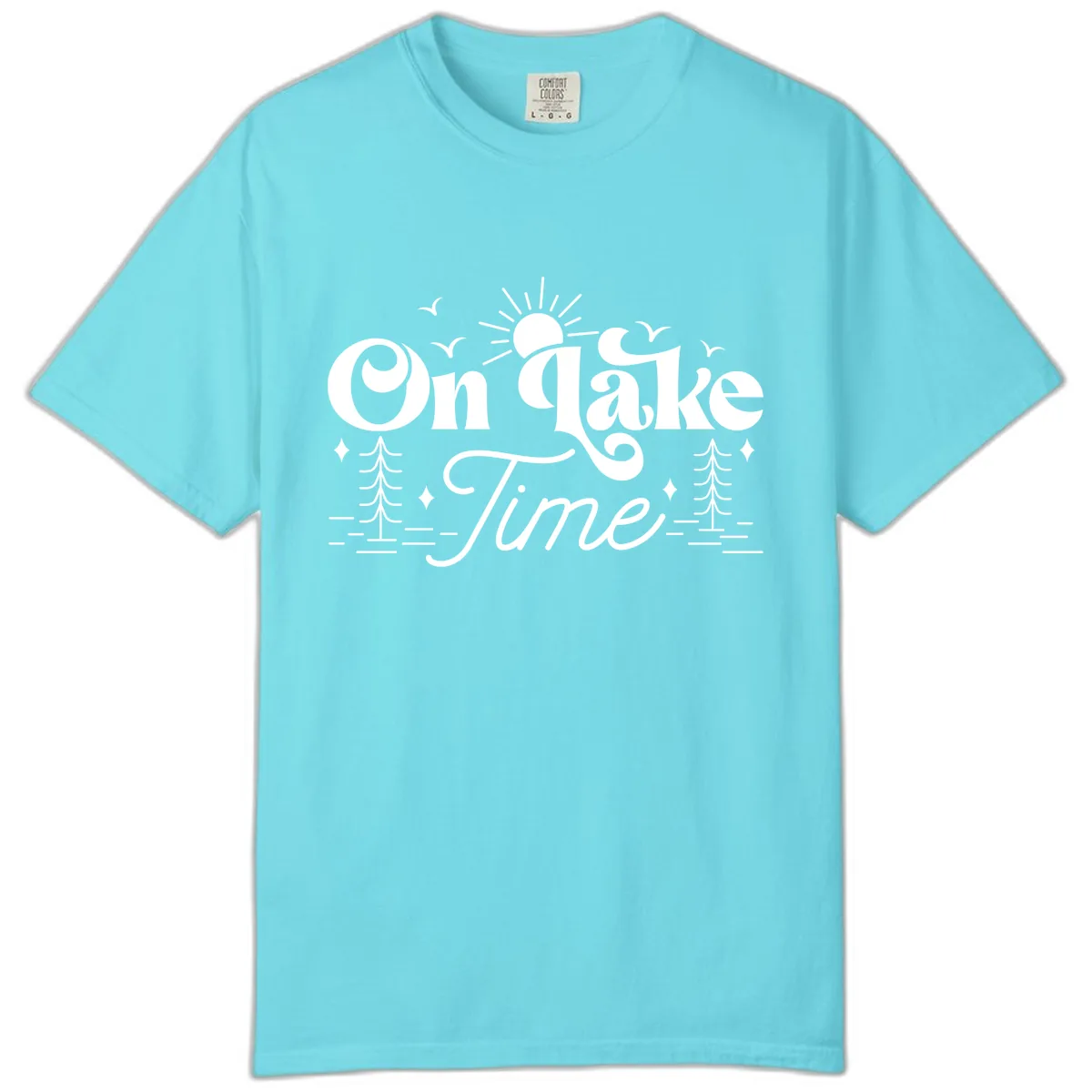 On Lake Time Typography Design Comfort Color in Lagoon Blue