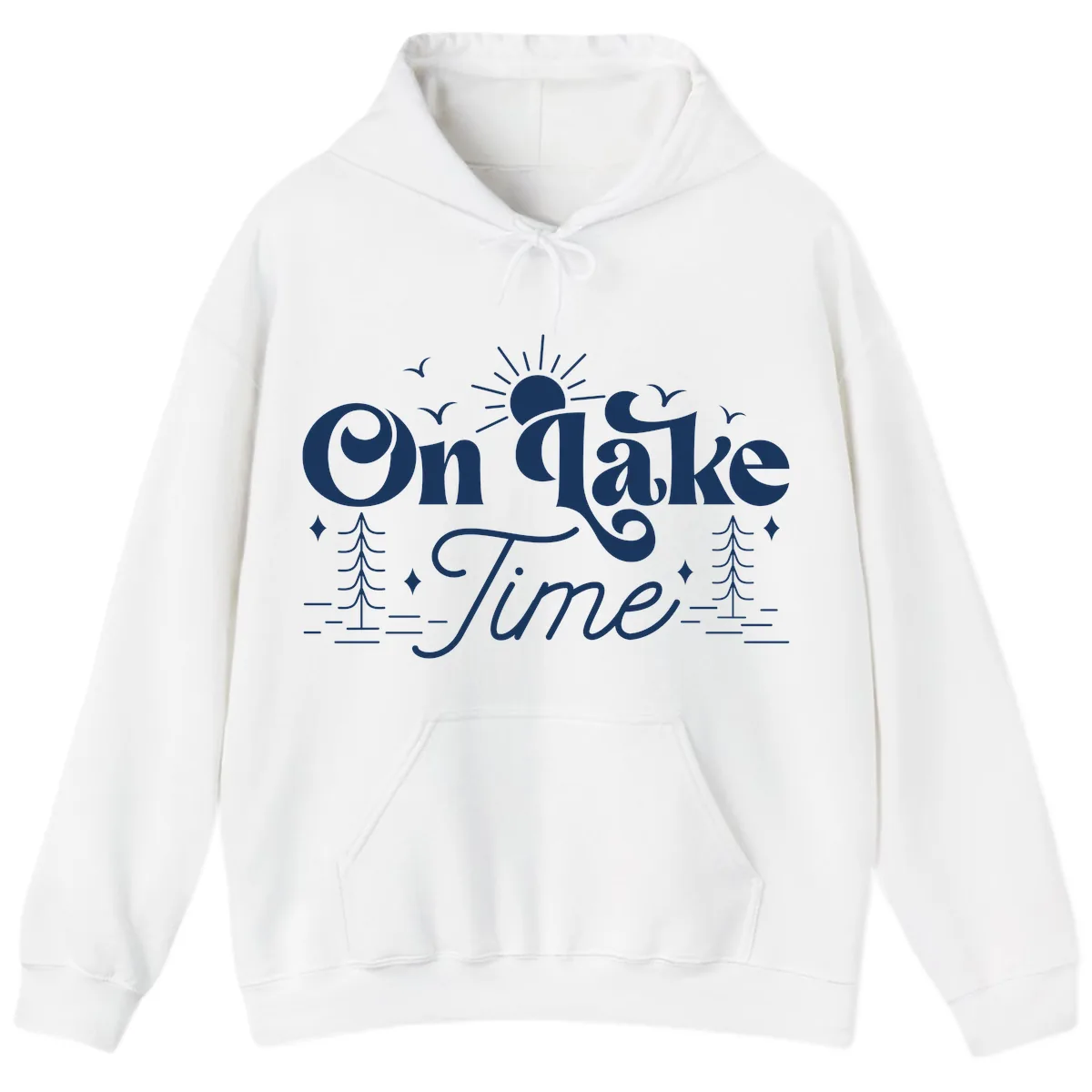 On Lake Time Typography Design Hoodie in White