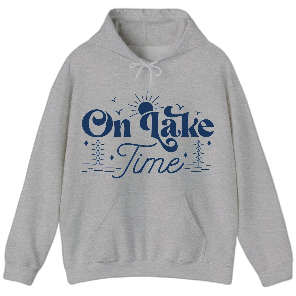 On Lake Time Typography Design Hoodie in Sport Grey
