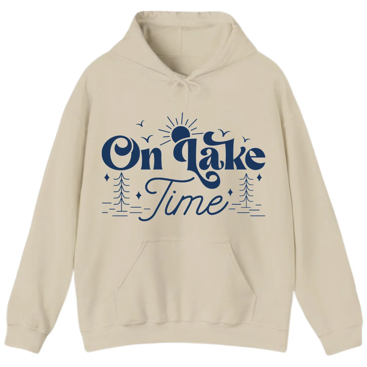 On Lake Time Typography Design Hoodie in Sand
