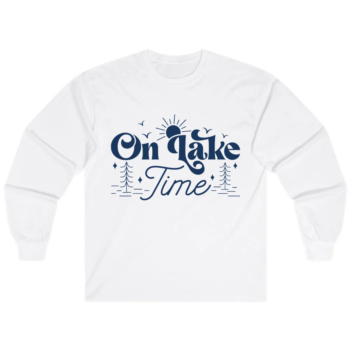 On Lake Time Typography Design Long Sleeve in White