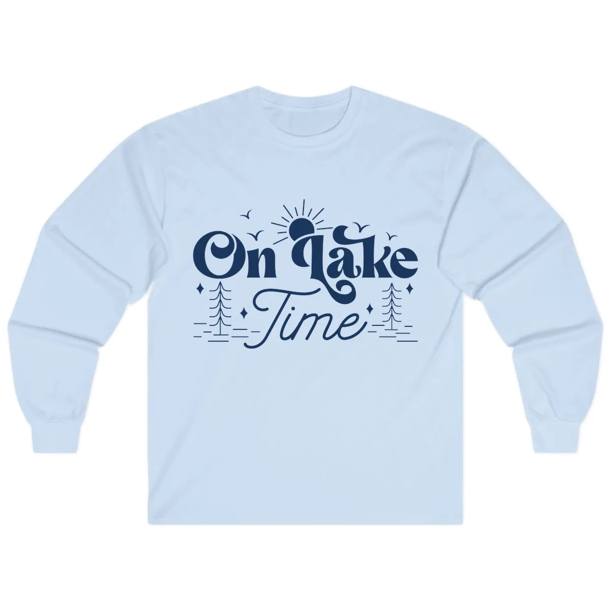 On Lake Time Typography Design Long Sleeve in Light Blue
