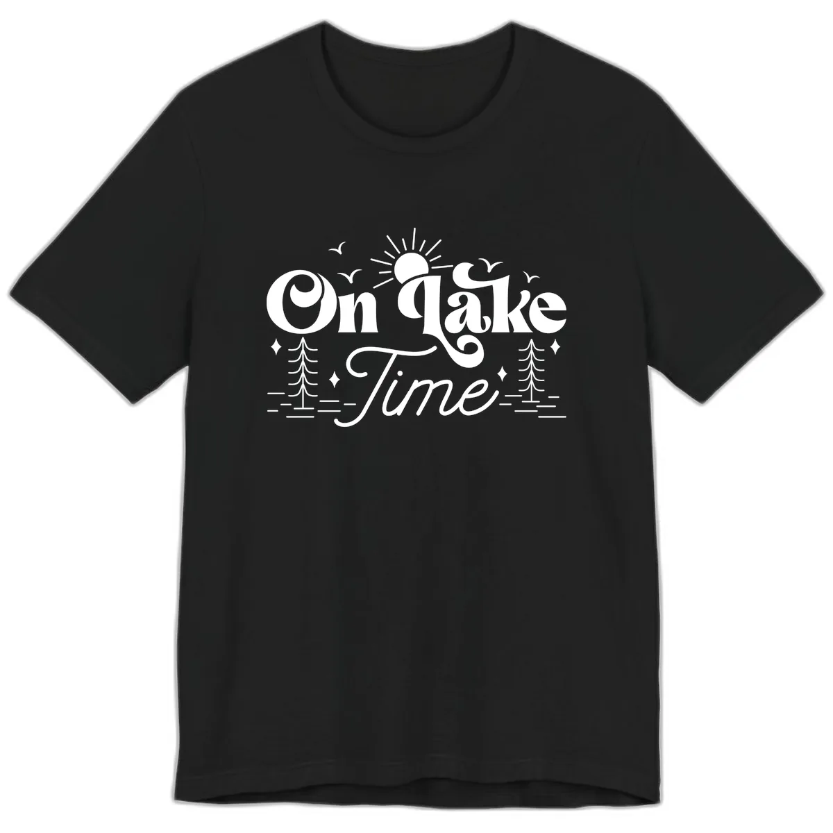 On Lake Time Typography Design Premium T-Shirt in Black