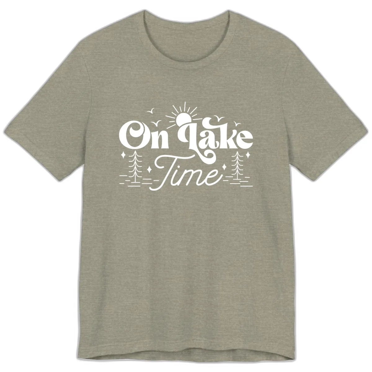 On Lake Time Typography Design Premium T-Shirt in Heather Stone
