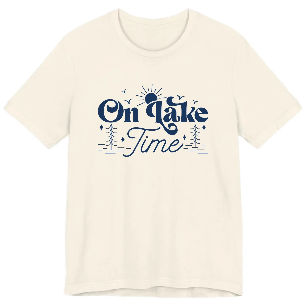 On Lake Time Typography Design Premium T-Shirt in Natural