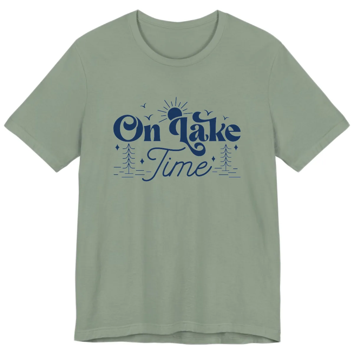 On Lake Time Typography Design Premium T-Shirt in Sage