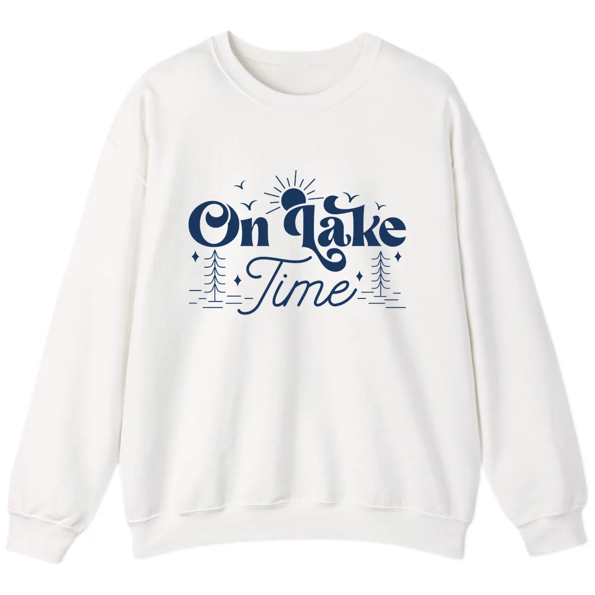 On Lake Time Typography Design Sweatshirt in White