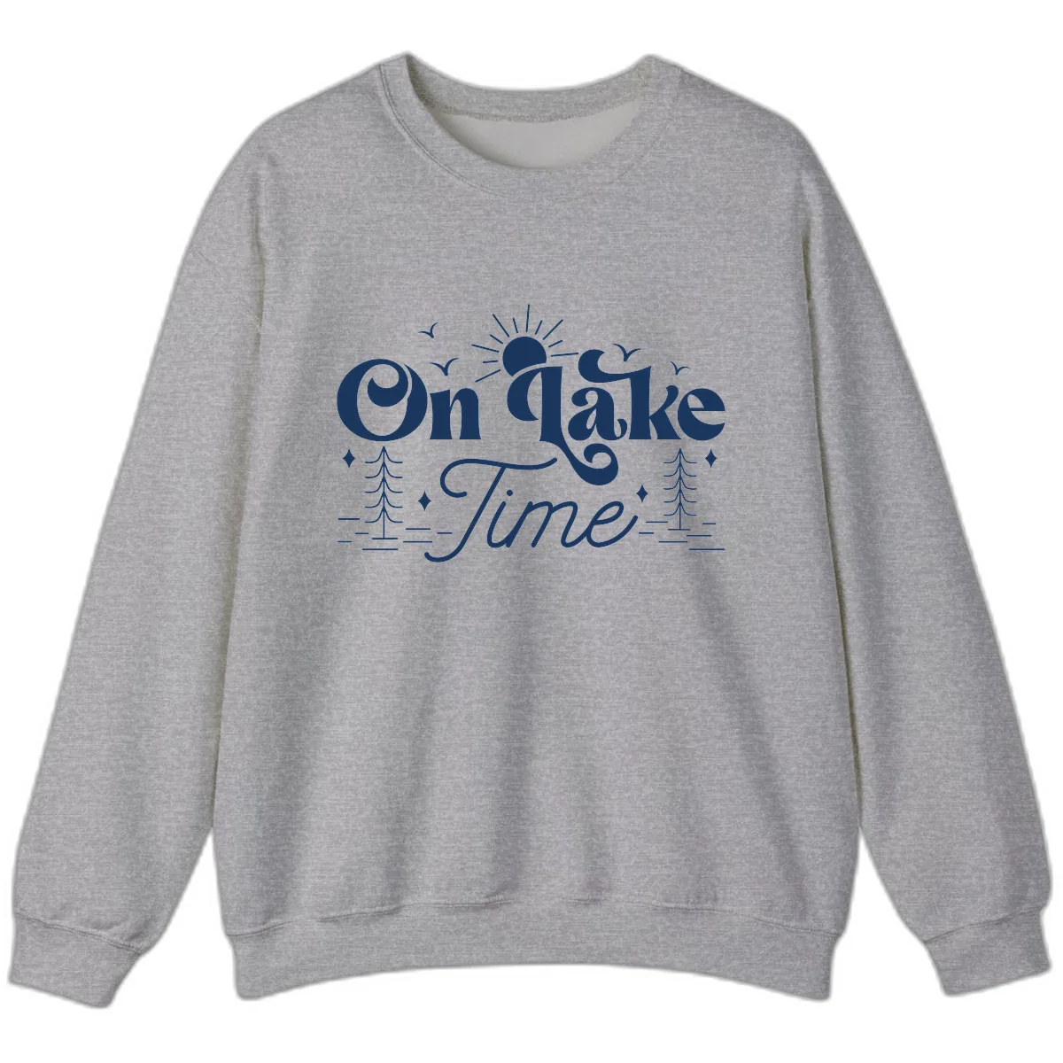 On Lake Time Typography Design Sweatshirt in Sport Grey