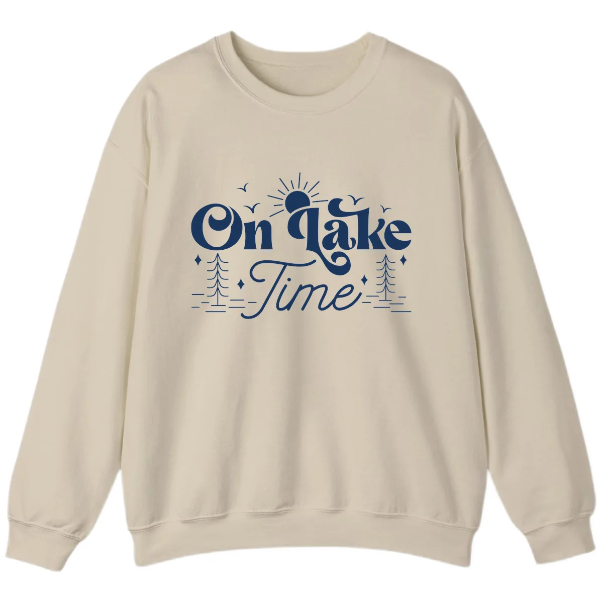On Lake Time Typography Design Sweatshirt in Sand