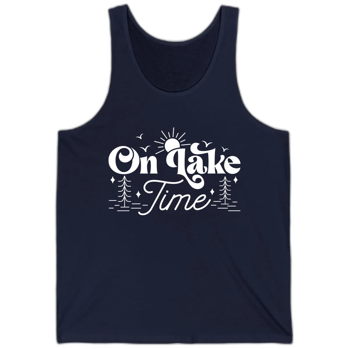 On Lake Time Typography Design Tank in Navy