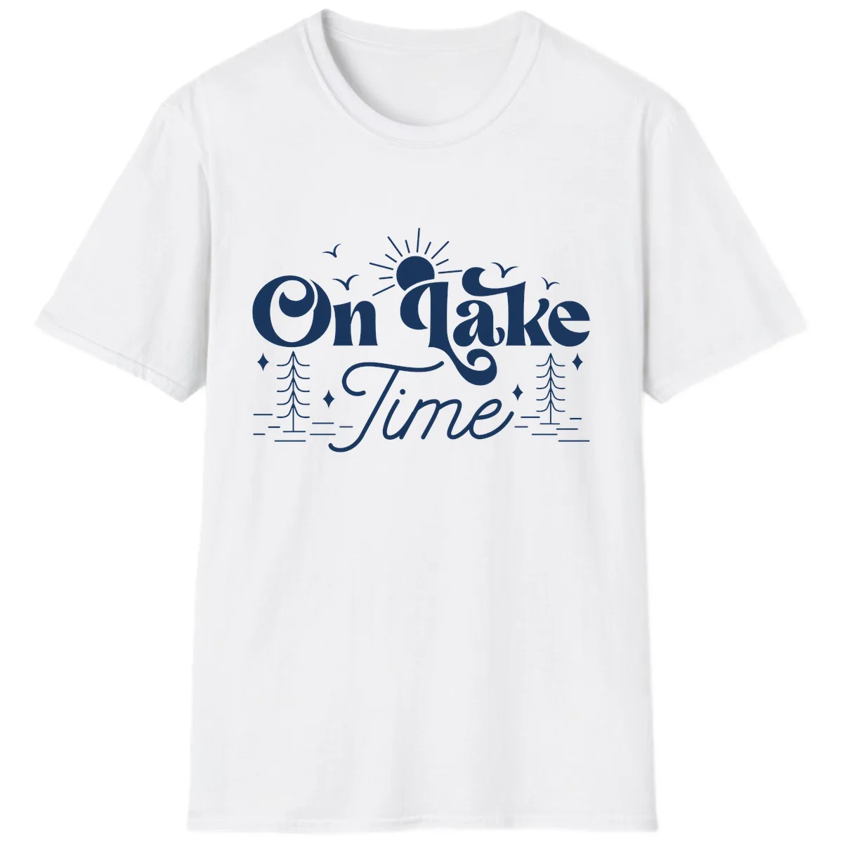 On Lake Time Typography Design T-Shirt in White