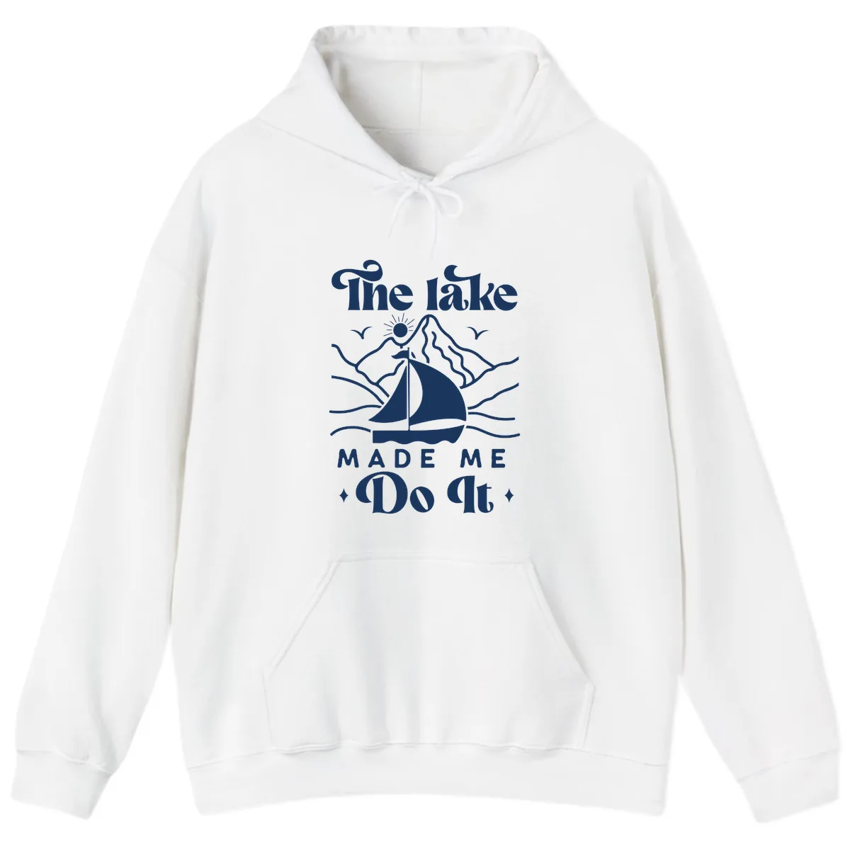 The Lake Made Me Do It Sailboat Hoodie in White