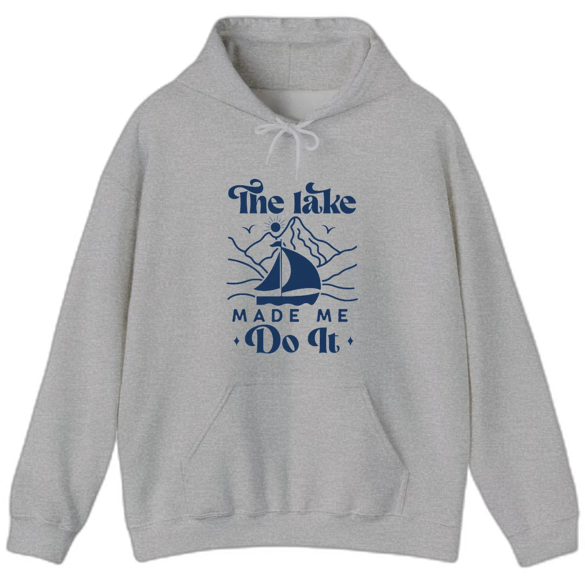 The Lake Made Me Do It Sailboat Hoodie in Sport Grey
