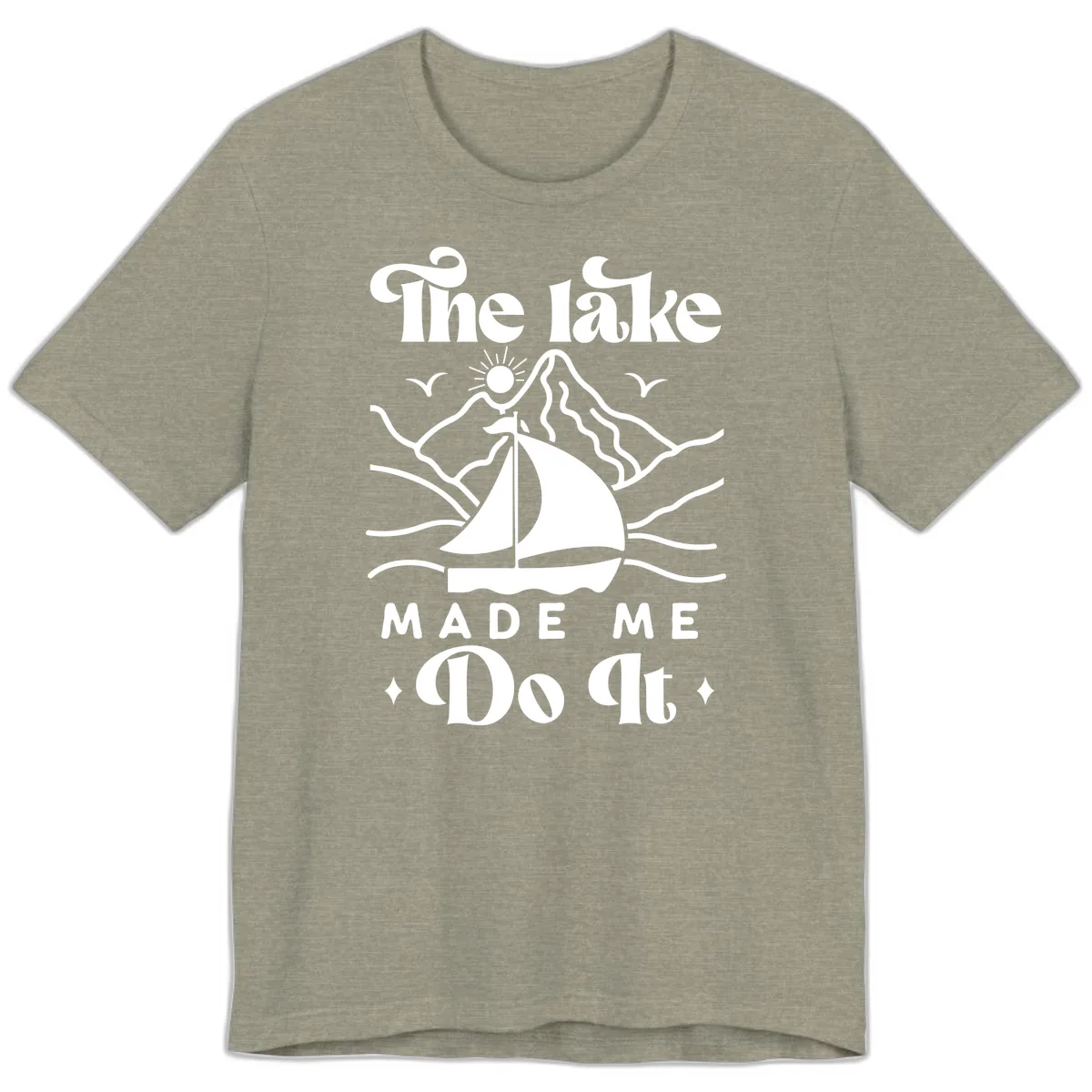 The Lake Made Me Do It Sailboat Premium T-Shirt in Heather Stone