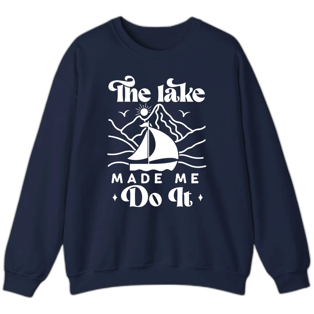 The Lake Made Me Do It Sailboat Sweatshirt in Navy