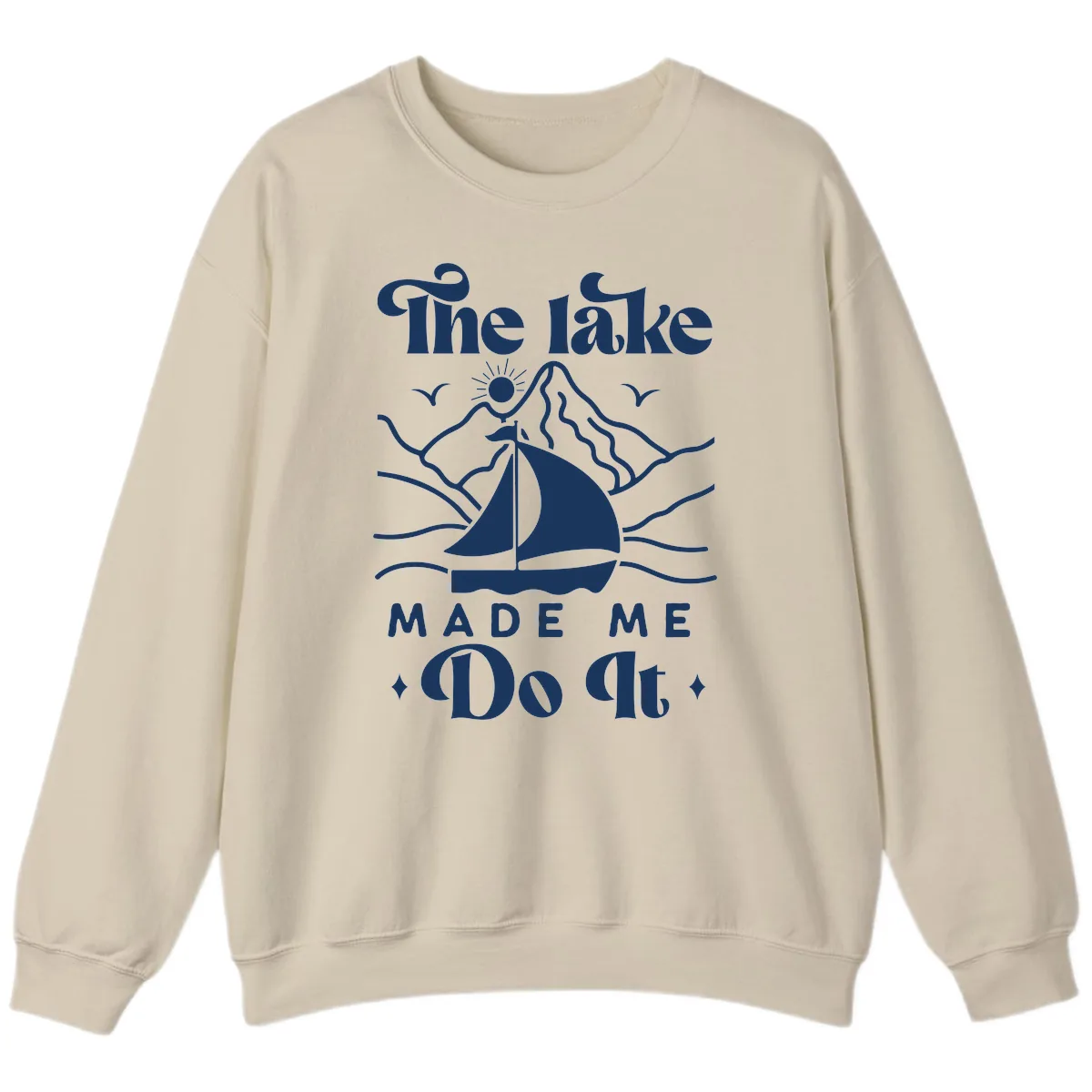 The Lake Made Me Do It Sailboat Sweatshirt in Sand