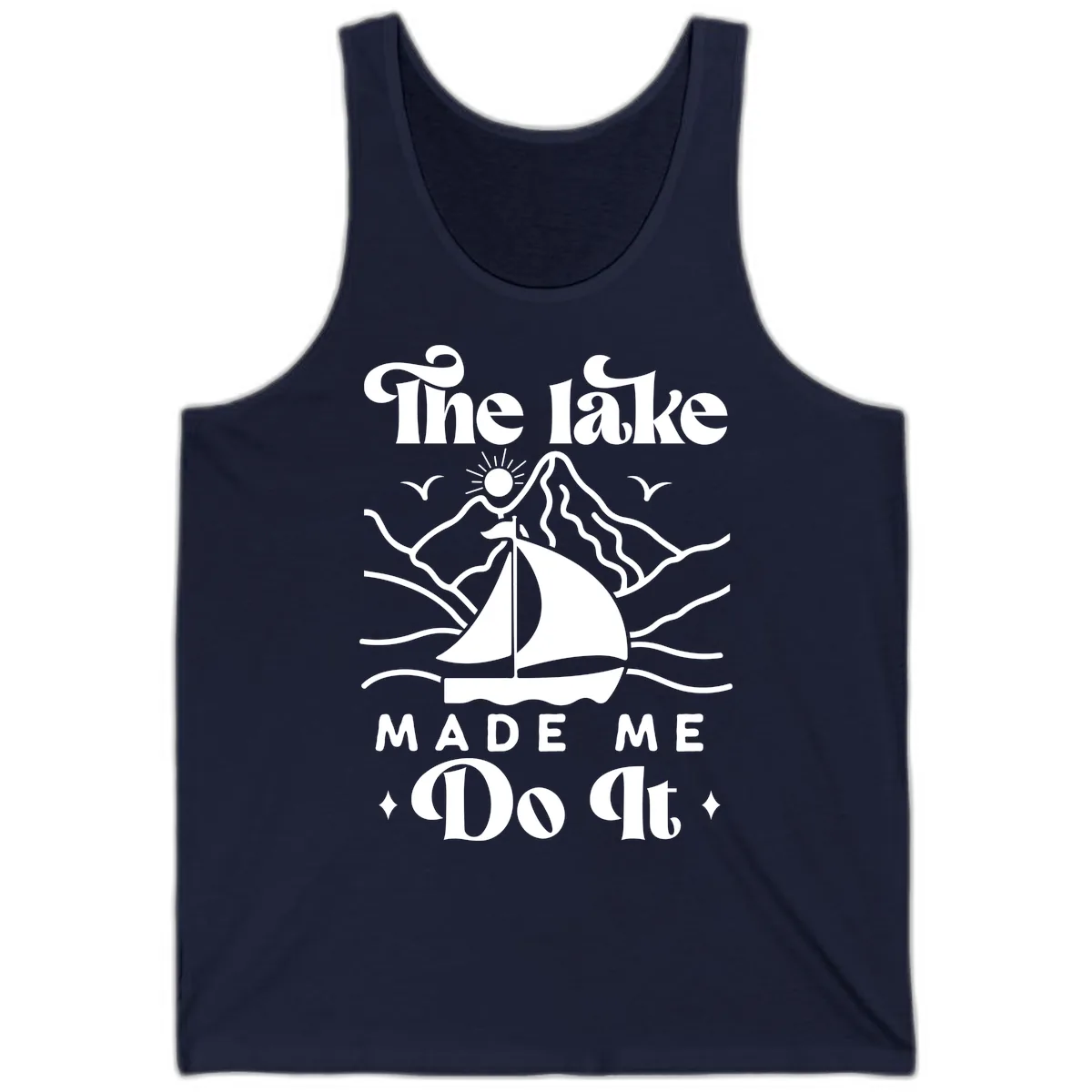 The Lake Made Me Do It Sailboat Tank in Navy