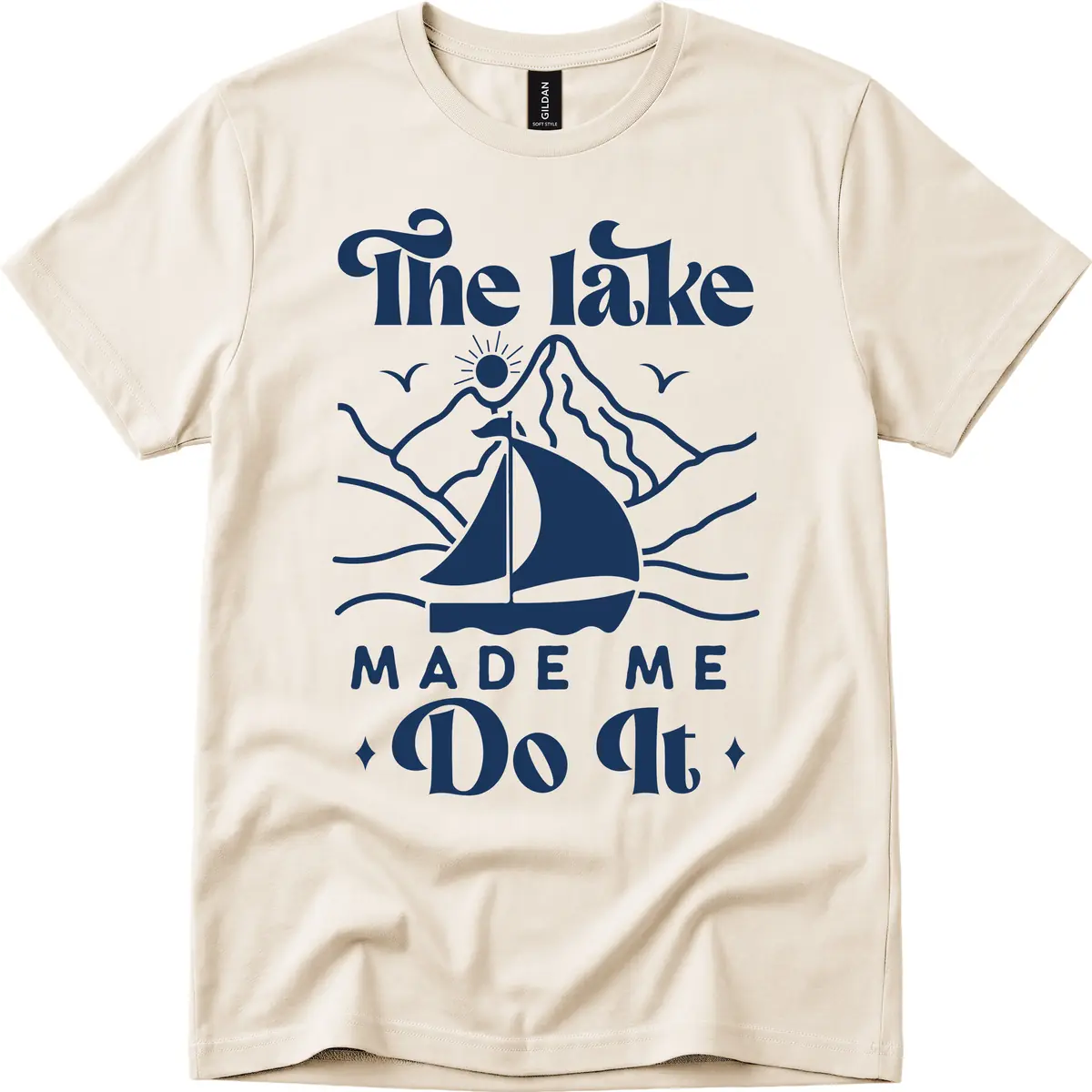 The Lake Made Me Do It Sailboat T-Shirt in Natural