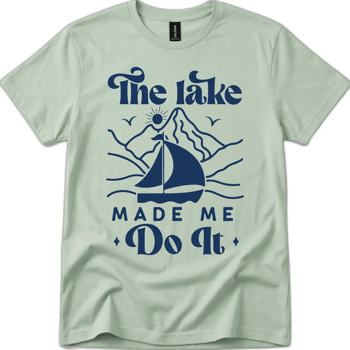 The Lake Made Me Do It Sailboat T-Shirt in Sage