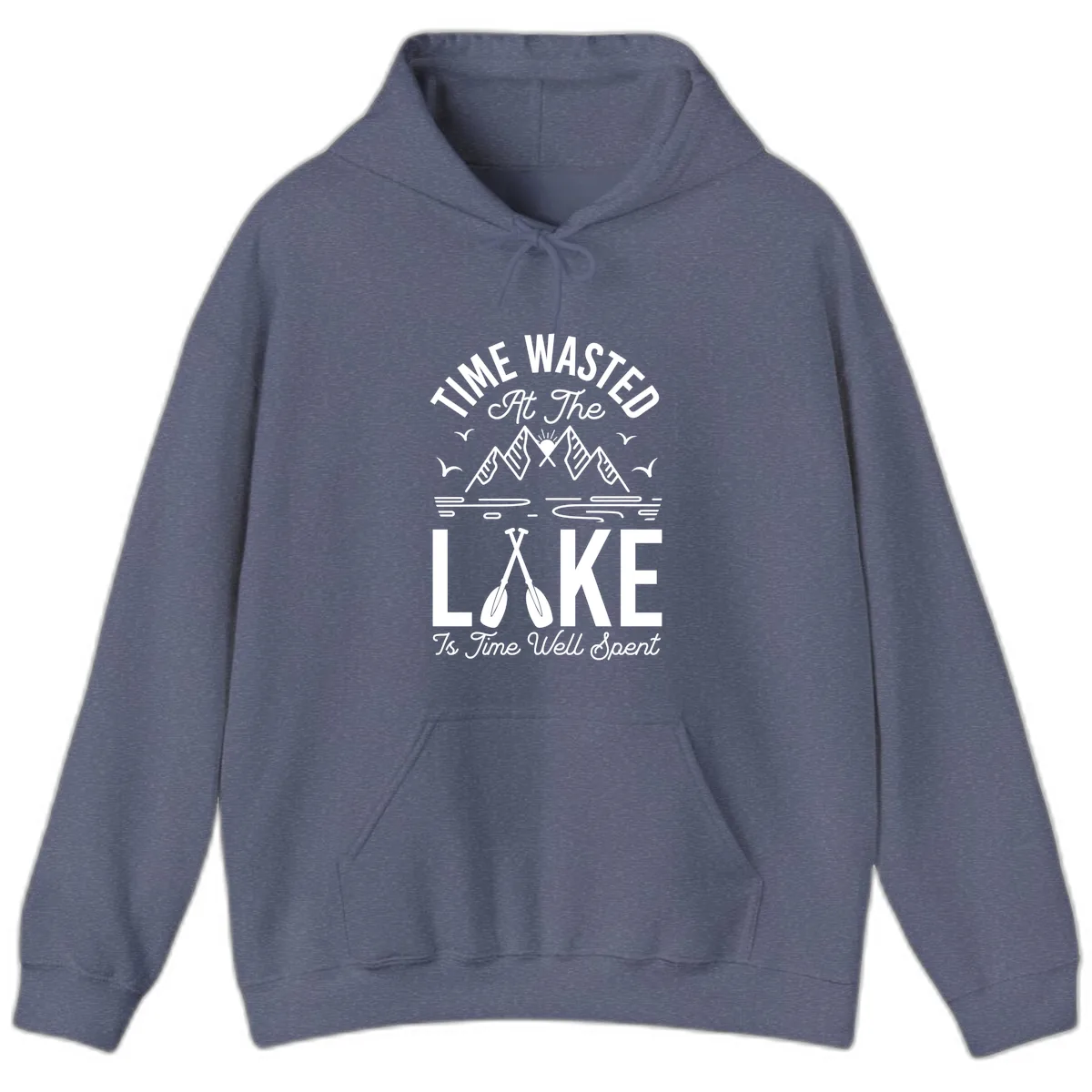 Time Wasted At The Lake Hoodie in Heather Navy