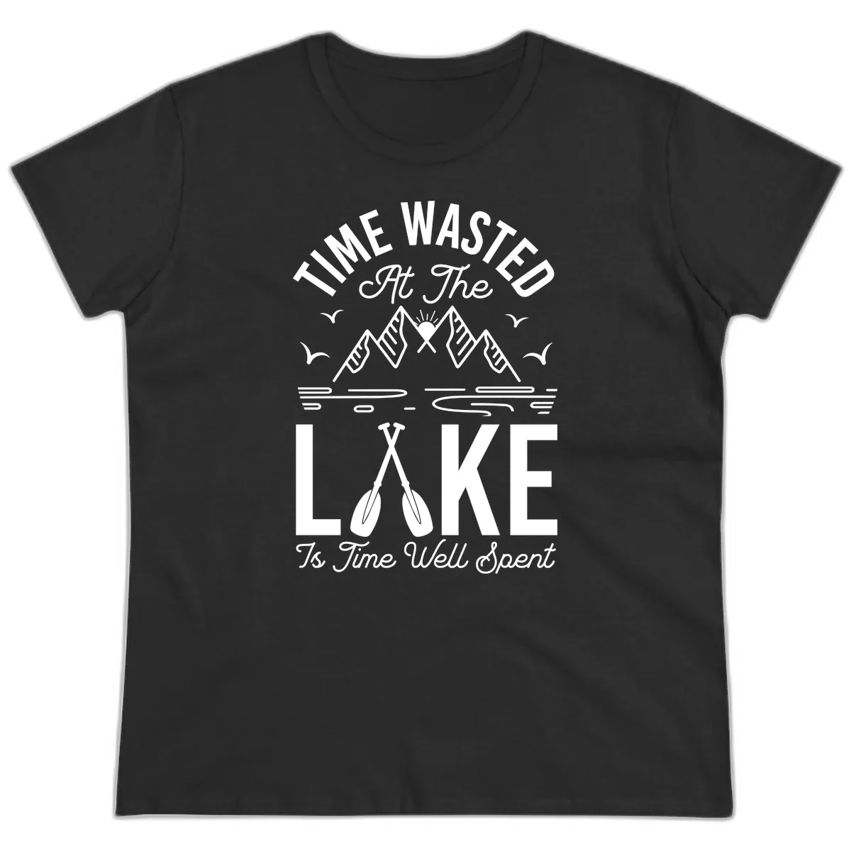Time Wasted At The Lake Ladies Tee in Black