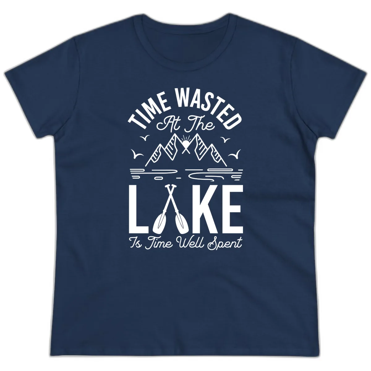 Time Wasted At The Lake Ladies Tee in Navy