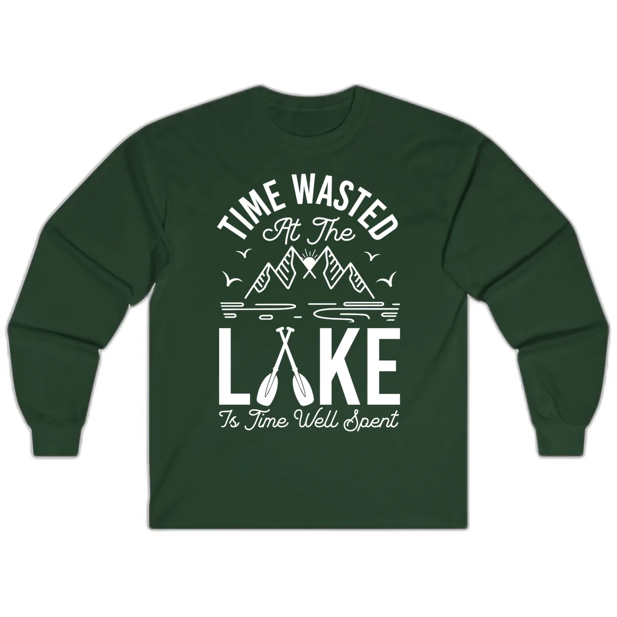 Time Wasted At The Lake Long Sleeve in Forest Green