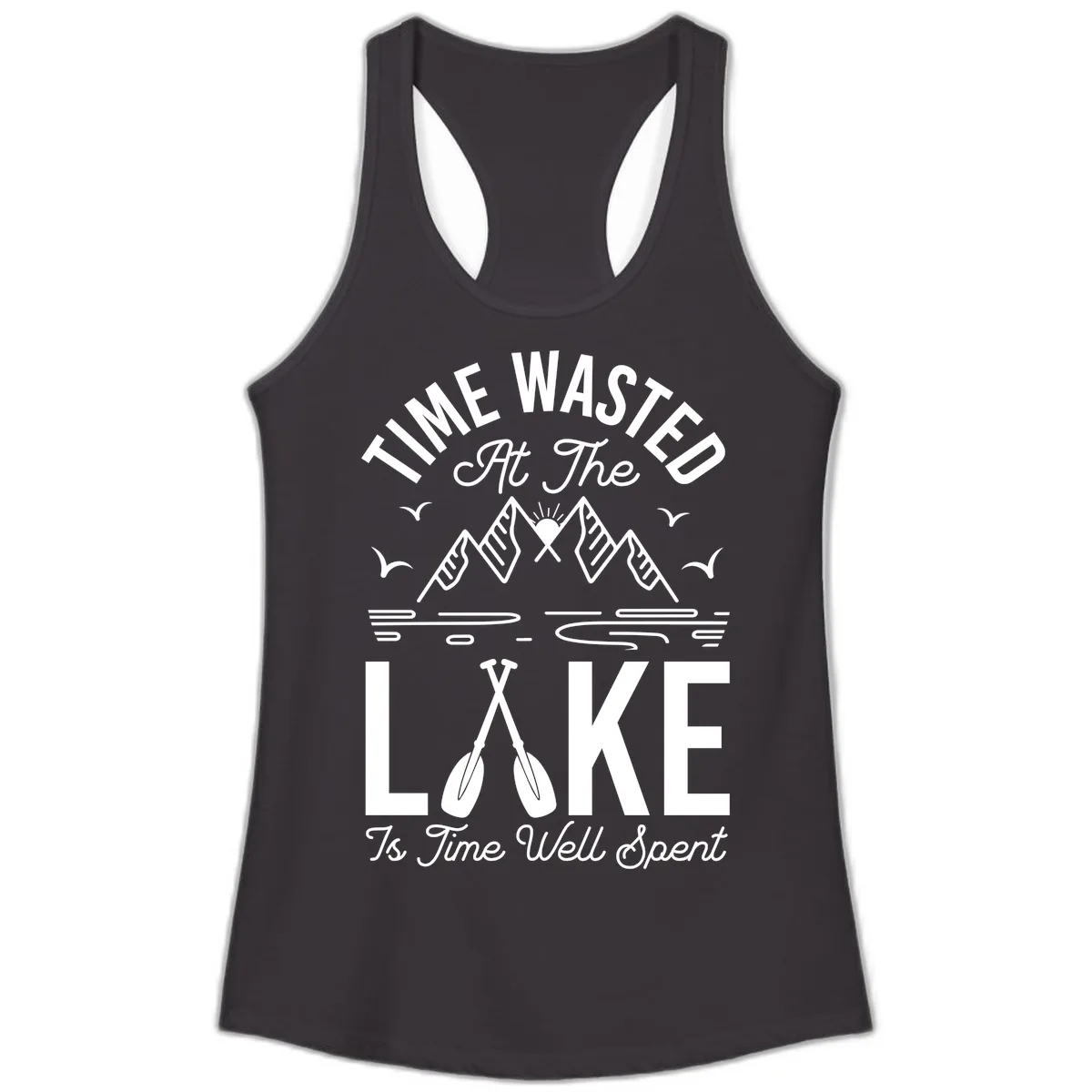 Time Wasted At The Lake Ladies Tank in Black