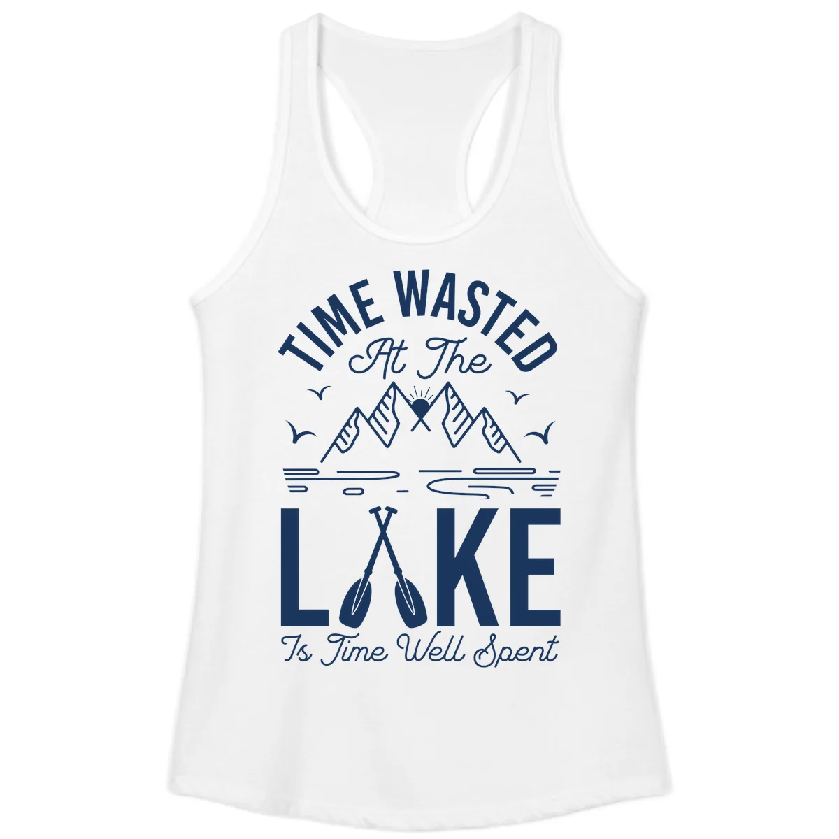 Time Wasted At The Lake Ladies Tank in White