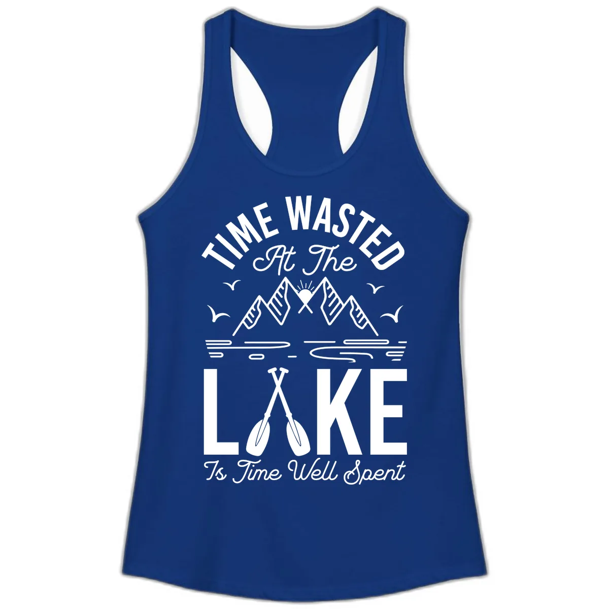 Time Wasted At The Lake Ladies Tank in Solid Royal