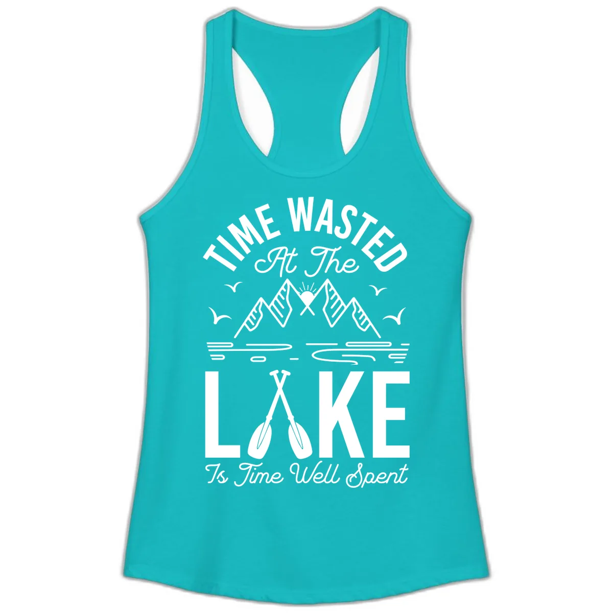 Time Wasted At The Lake Ladies Tank in Tahiti Blue