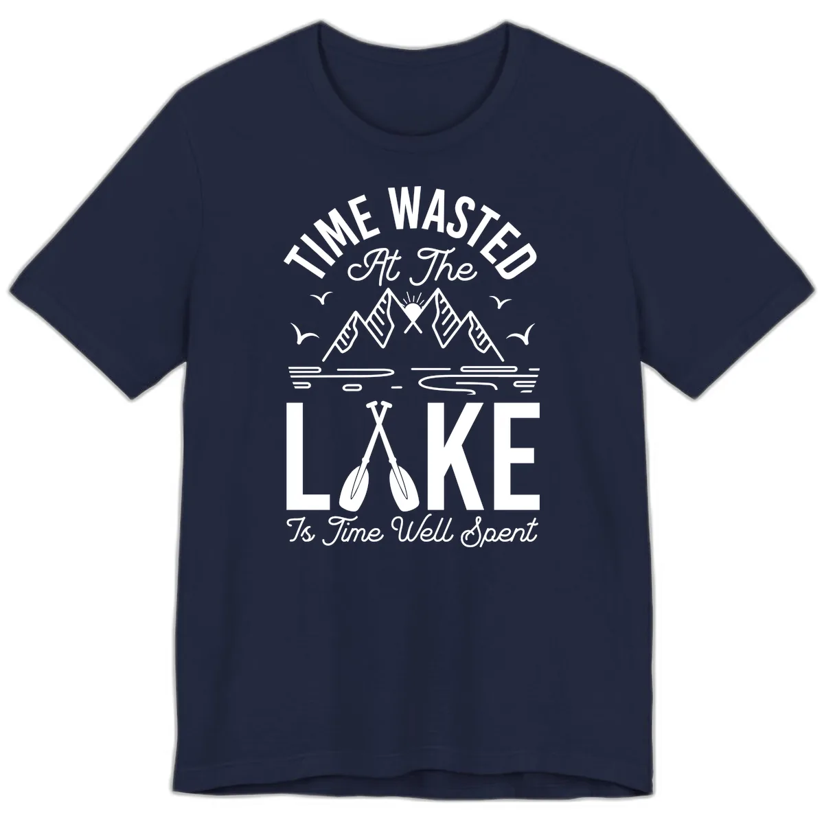 Time Wasted At The Lake Premium T-Shirt in Navy