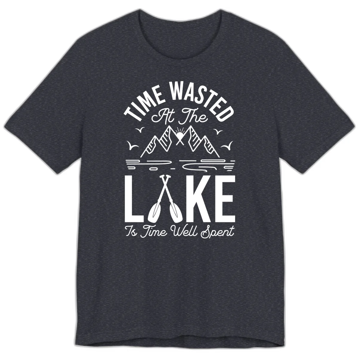 Time Wasted At The Lake Premium T-Shirt in Heather Navy