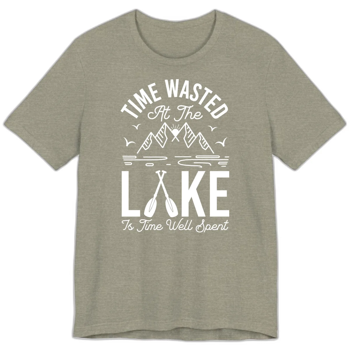 Time Wasted At The Lake Premium T-Shirt in Heather Stone