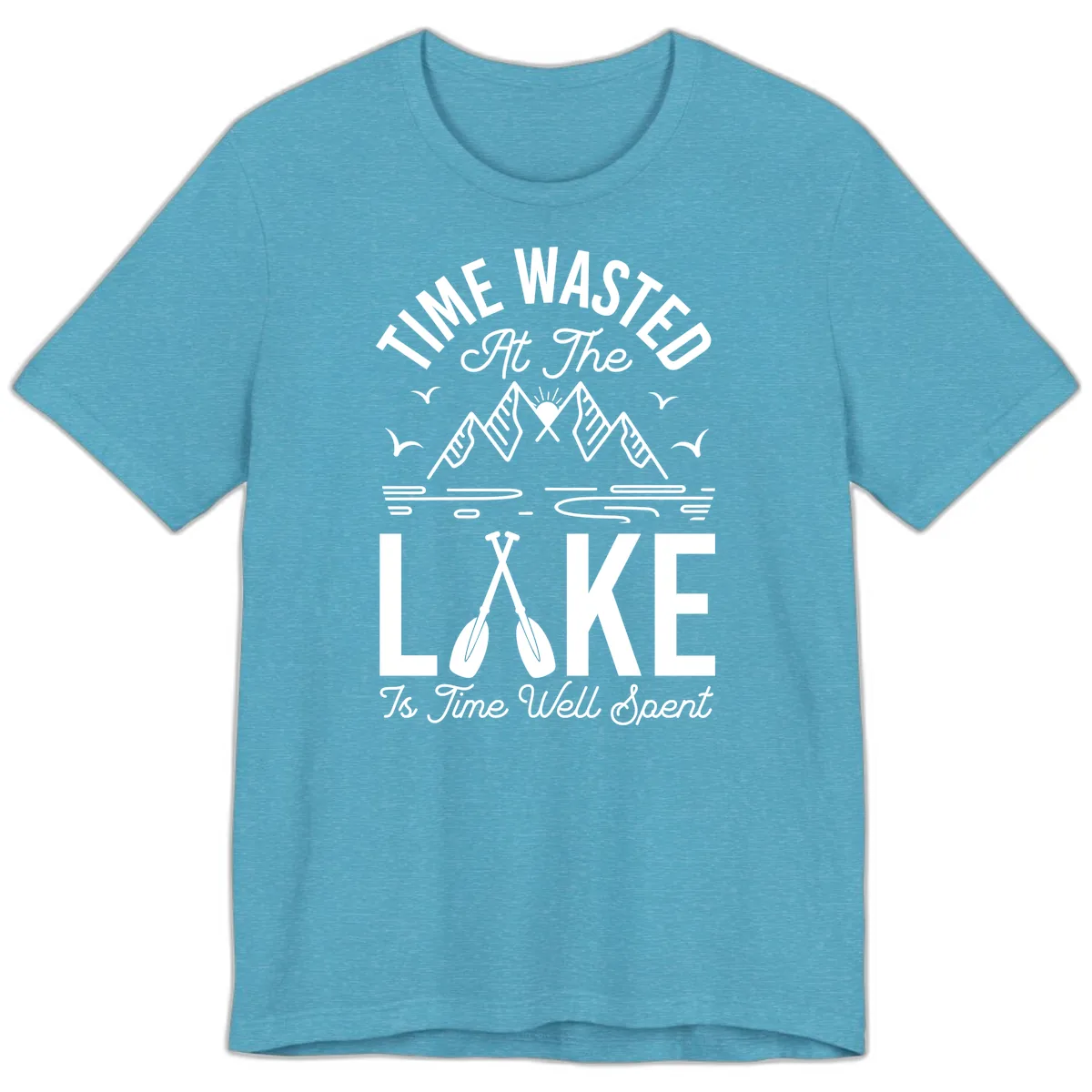Time Wasted At The Lake Premium T-Shirt in Heather Aqua