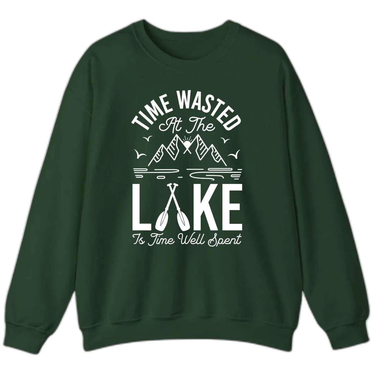 Time Wasted At The Lake Sweatshirt in Forest Green