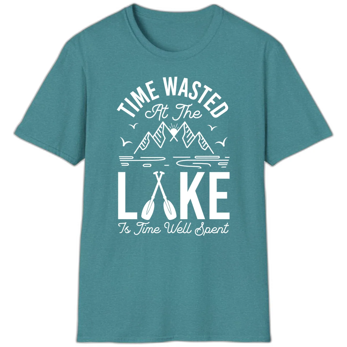 Time Wasted At The Lake T-Shirt in Heather Galapagos Blue