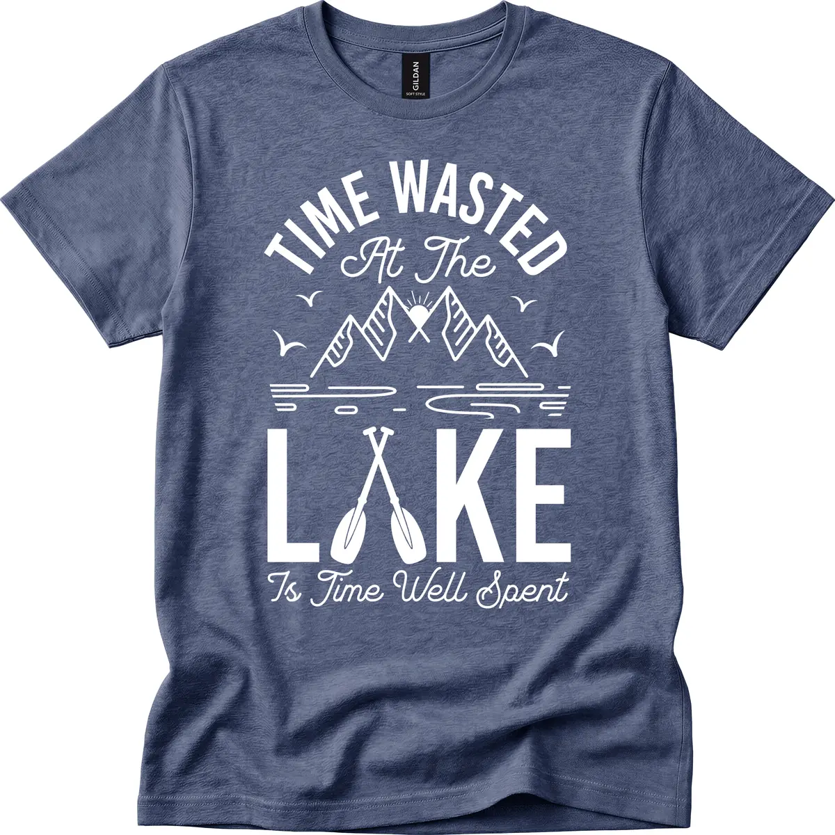Time Wasted At The Lake T-Shirt in Heather Navy