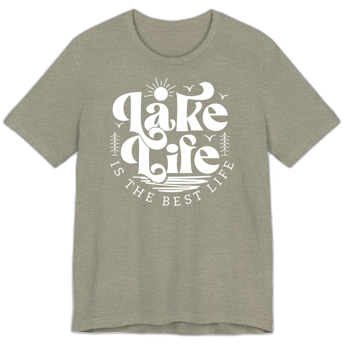 Lake Life Is The Best Life Typography Premium T-Shirt in Heather Stone